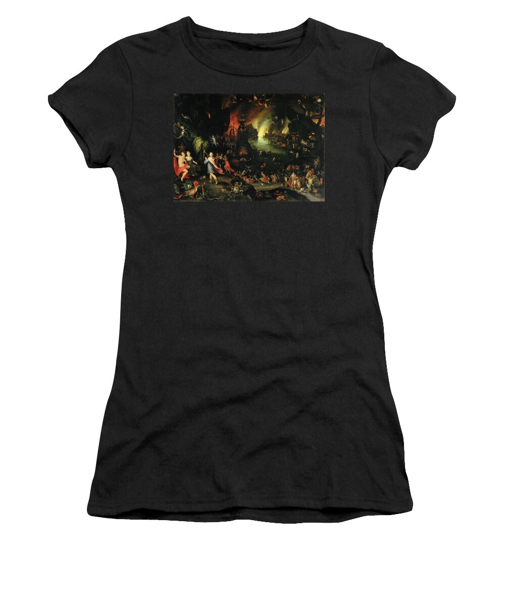 Jan Brueghel The Elder Women's T-Shirt featuring the painting Orpheus Sings for Pluto and Proserpina by Jan Brueghel the Elder