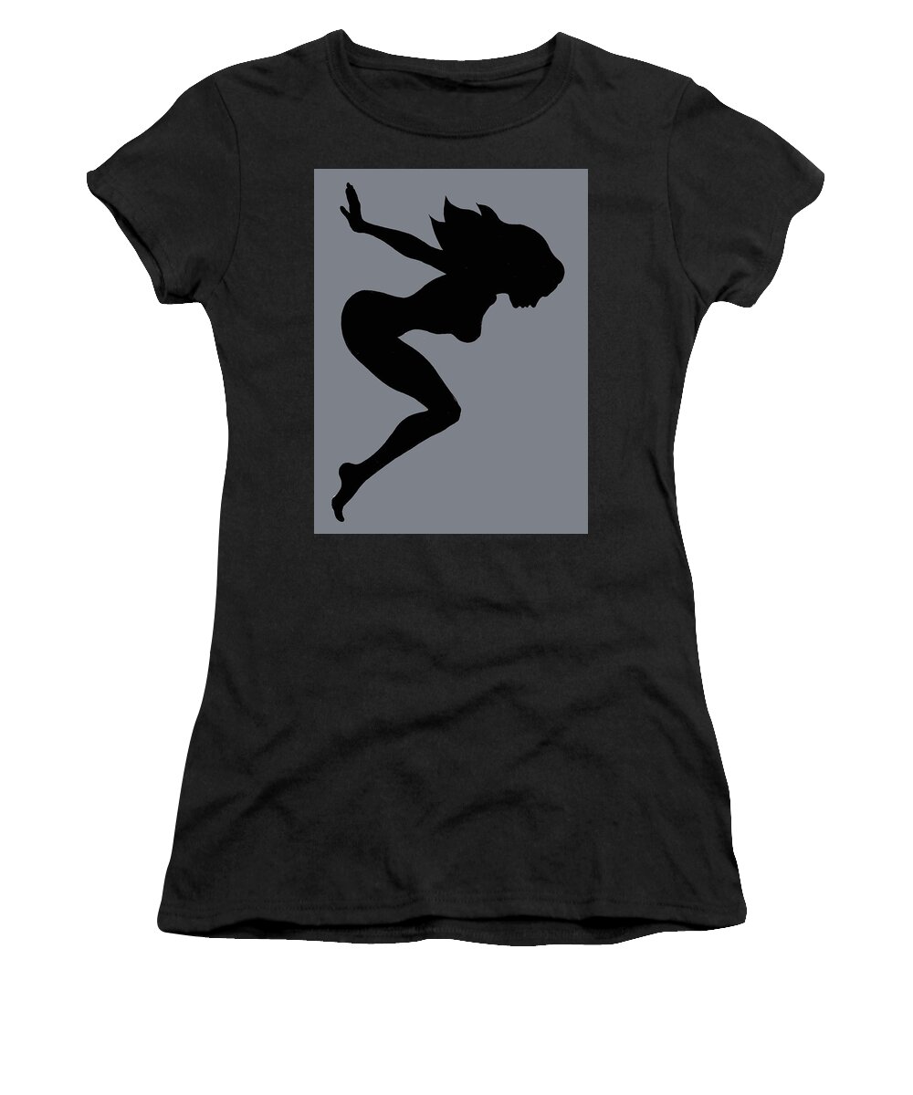Mudflap Girl Women's T-Shirt featuring the painting Our Bodies Our Way Future Is Female Feminist Statement Mudflap Girl Diving by Tony Rubino