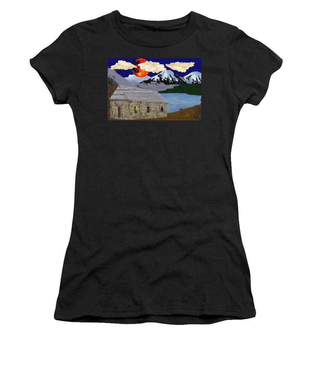 Cabin Women's T-Shirt featuring the painting Out in the Middle of Forever by Pharris Art