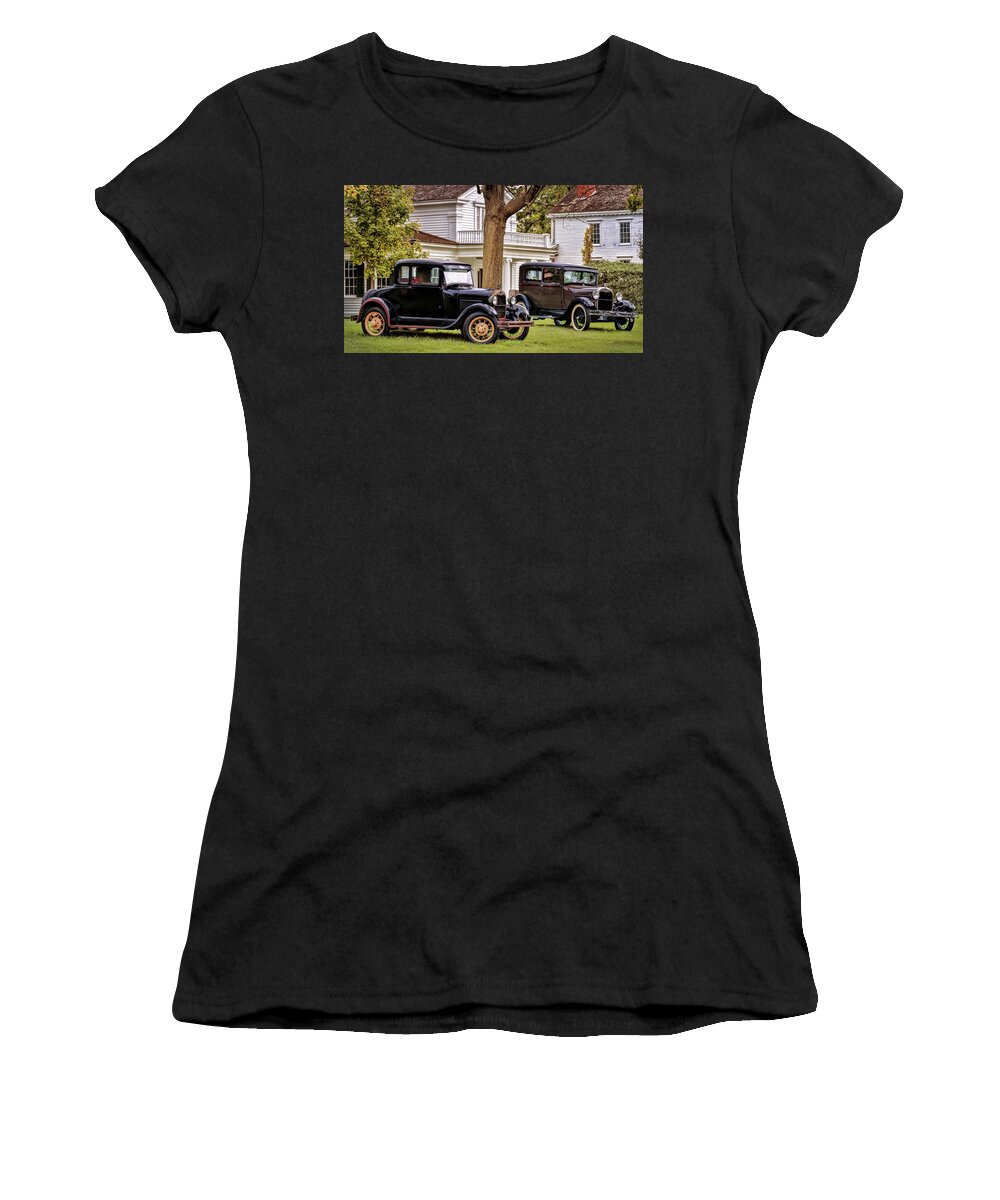 Car Women's T-Shirt featuring the photograph Pair of Ford Model A by Susan Rissi Tregoning
