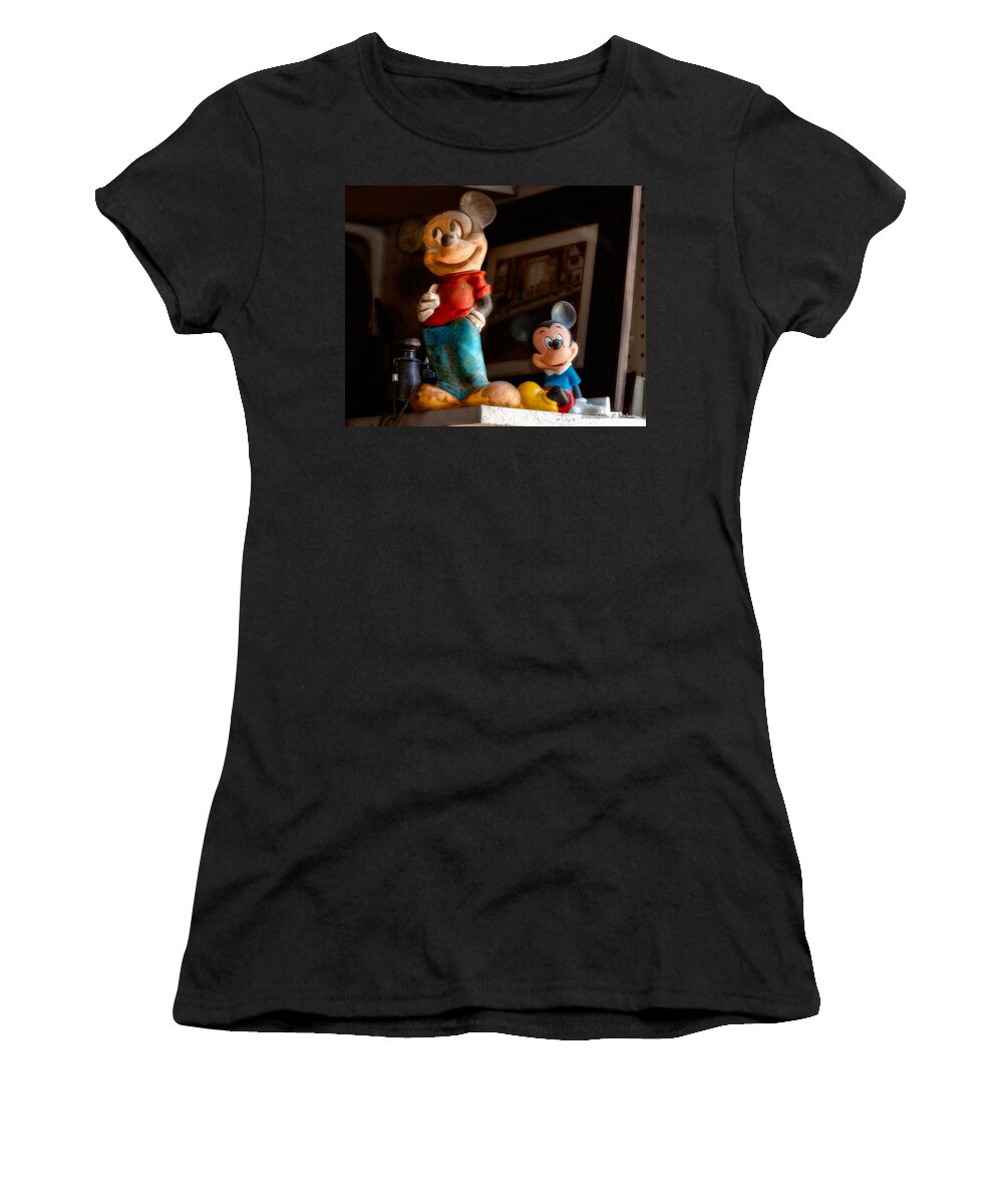 Mickey Mouse Women's T-Shirt featuring the photograph Pair Of Mickies by Christopher Holmes