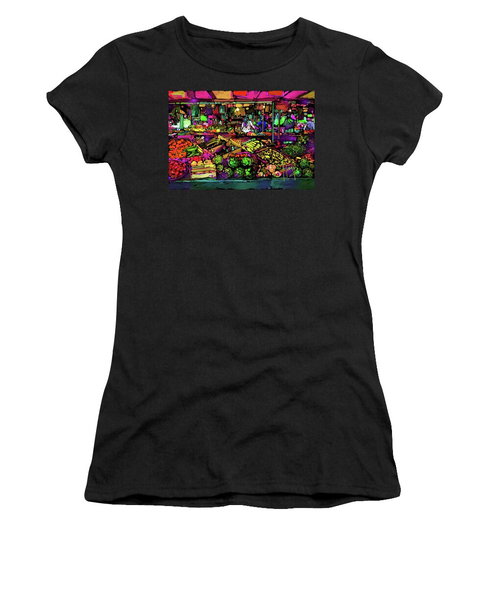 Paris Women's T-Shirt featuring the painting Parisian Market by DC Langer