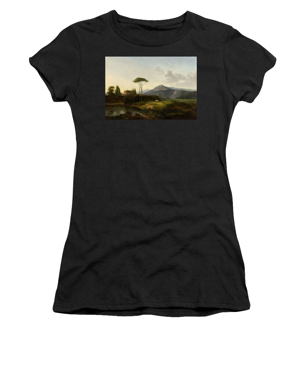 Simon Denis(1755 - 1813) Paysage Avec Les Collines D'alban Et Le Monte Cavo Women's T-Shirt featuring the painting Paysage avec les collines by MotionAge Designs