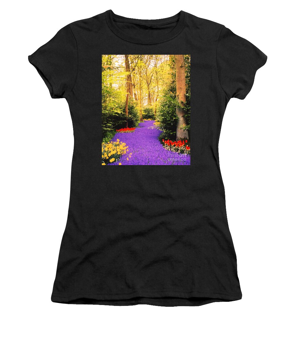 Purple Hyacinth Women's T-Shirt featuring the photograph Peace, Like a River by Cindy Schneider