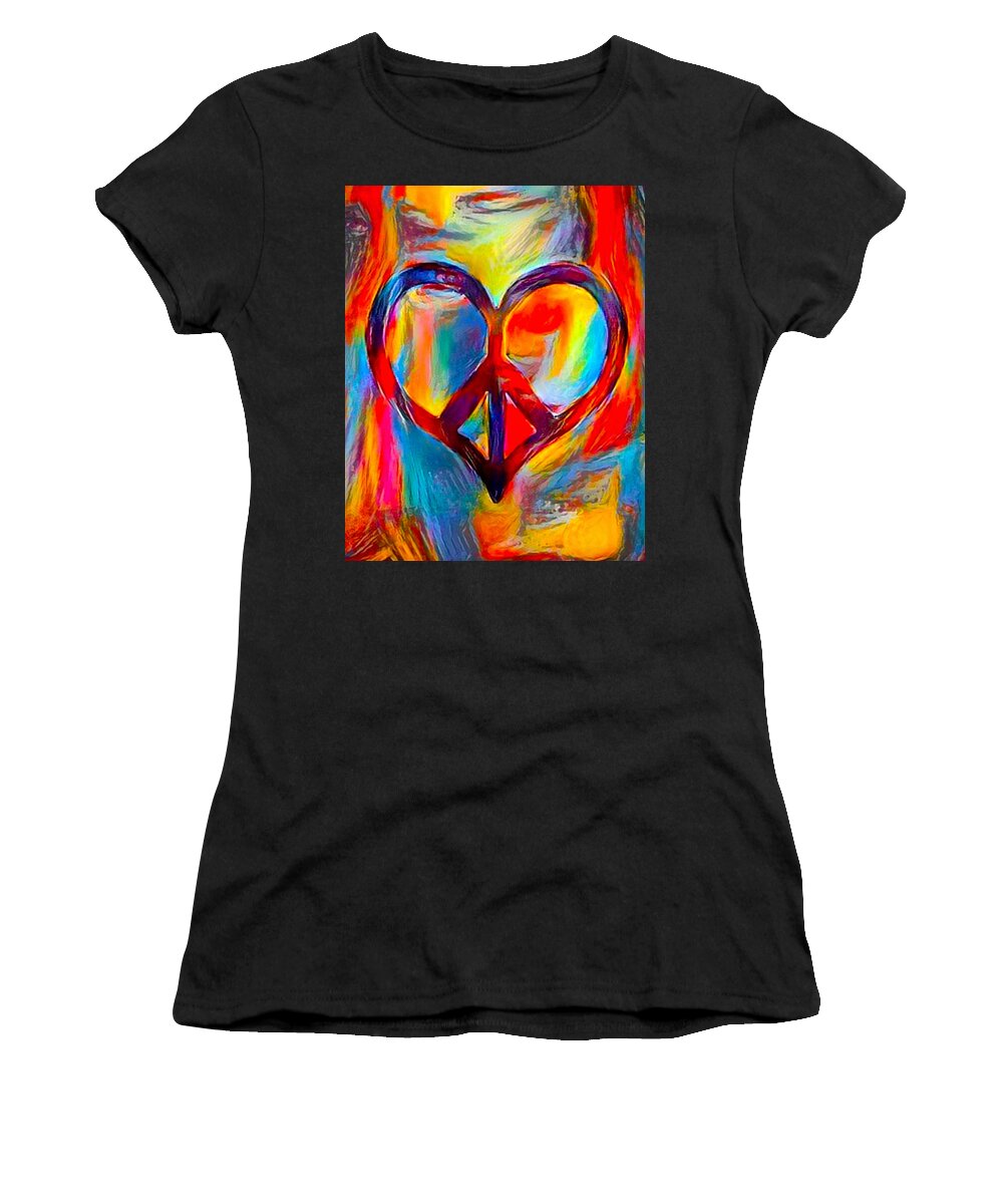 Peace Women's T-Shirt featuring the digital art Peace Of My Heart - Multi by Artistic Mystic
