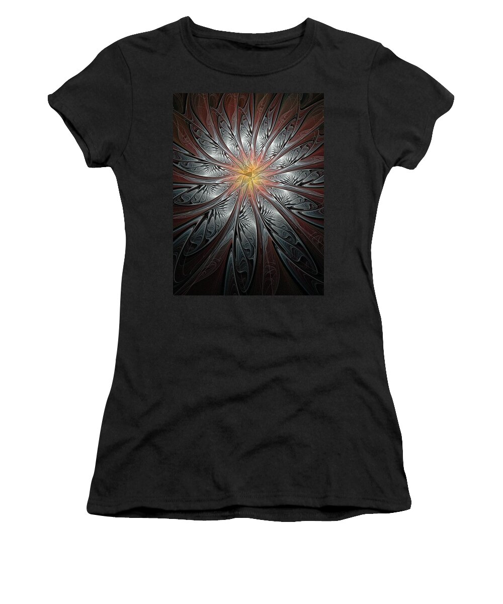 Digital Art Women's T-Shirt featuring the digital art Petals in Pewter by Amanda Moore