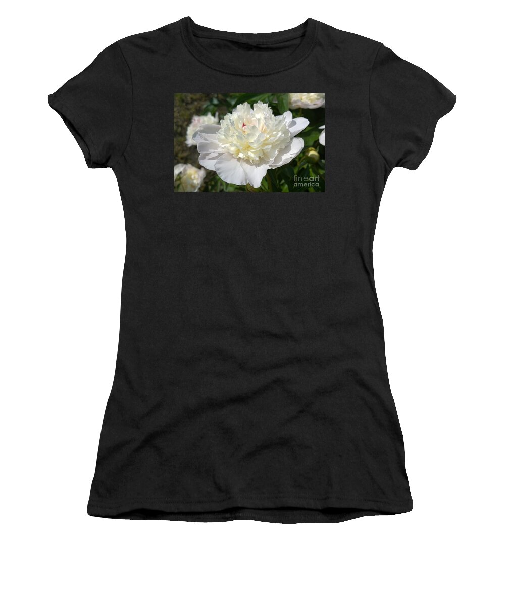 Photograph Women's T-Shirt featuring the photograph photograph White Peony Flower by Delynn Addams