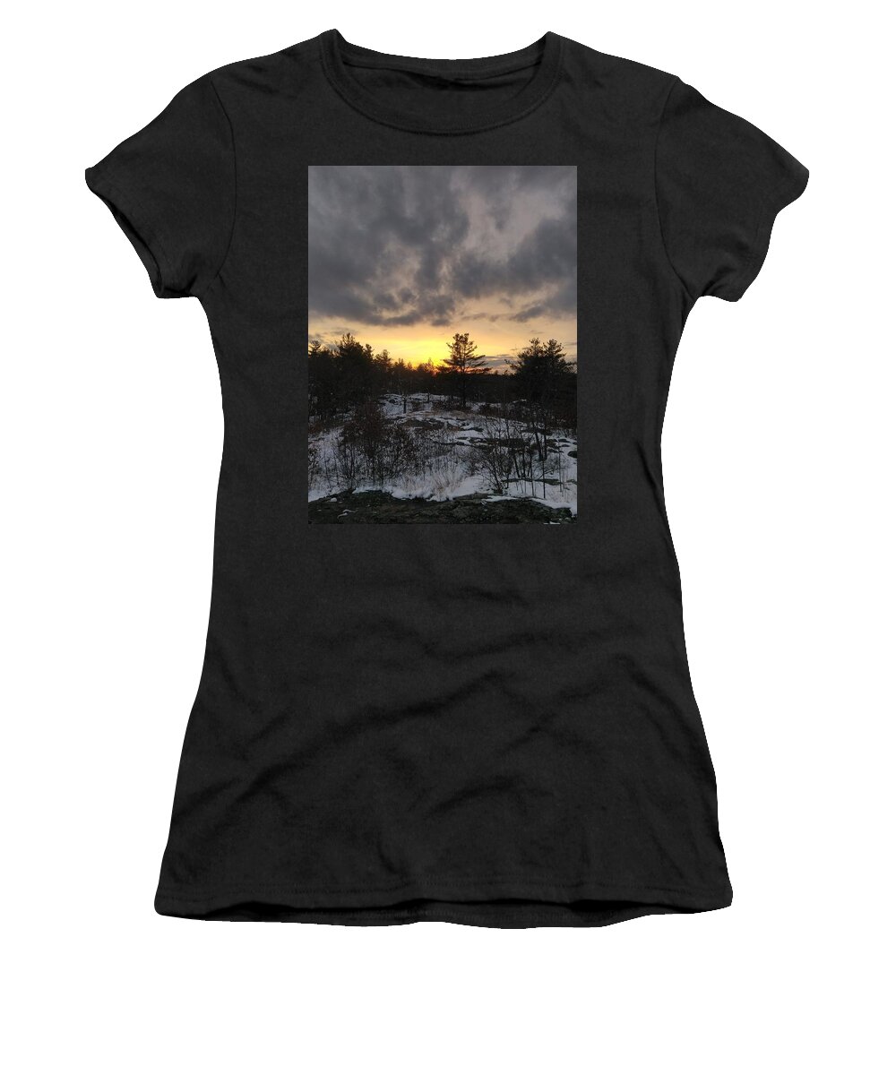 Sun Women's T-Shirt featuring the photograph Pine Tree Sunset2 by Robert Nickologianis