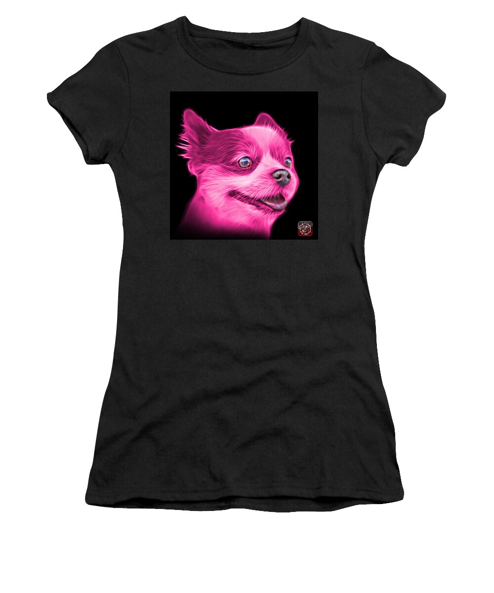 Pomeranian Women's T-Shirt featuring the painting Pink Pomeranian dog art 4584 - BB by James Ahn