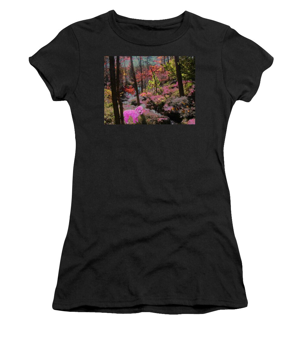 Pink Poodle Women's T-Shirt featuring the photograph Pink Poodle Paradise by Anne Cameron Cutri
