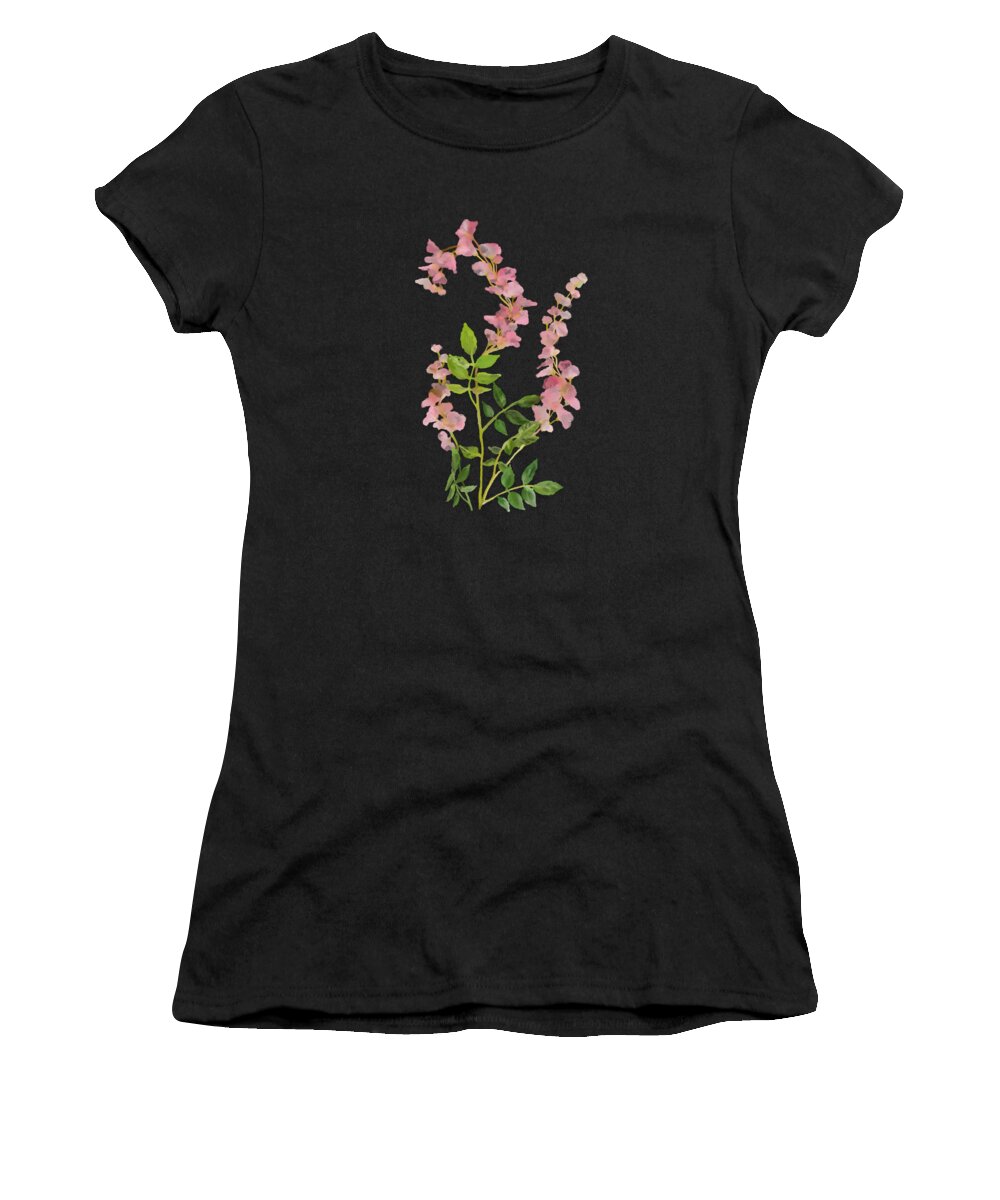 Pink Women's T-Shirt featuring the painting Pink Tiny Flowers by Ivana Westin