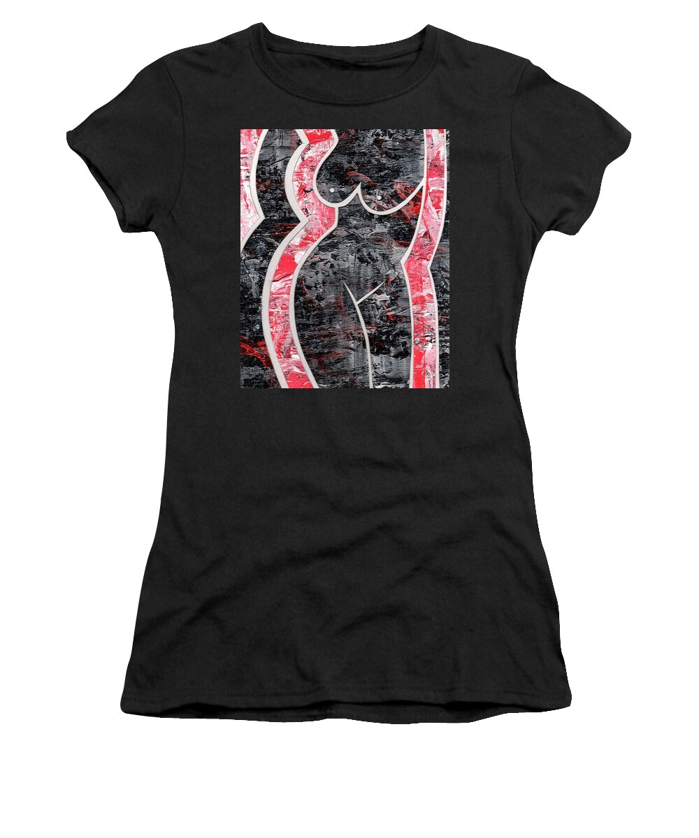 Nude Women's T-Shirt featuring the painting Playful by Roseanne Jones
