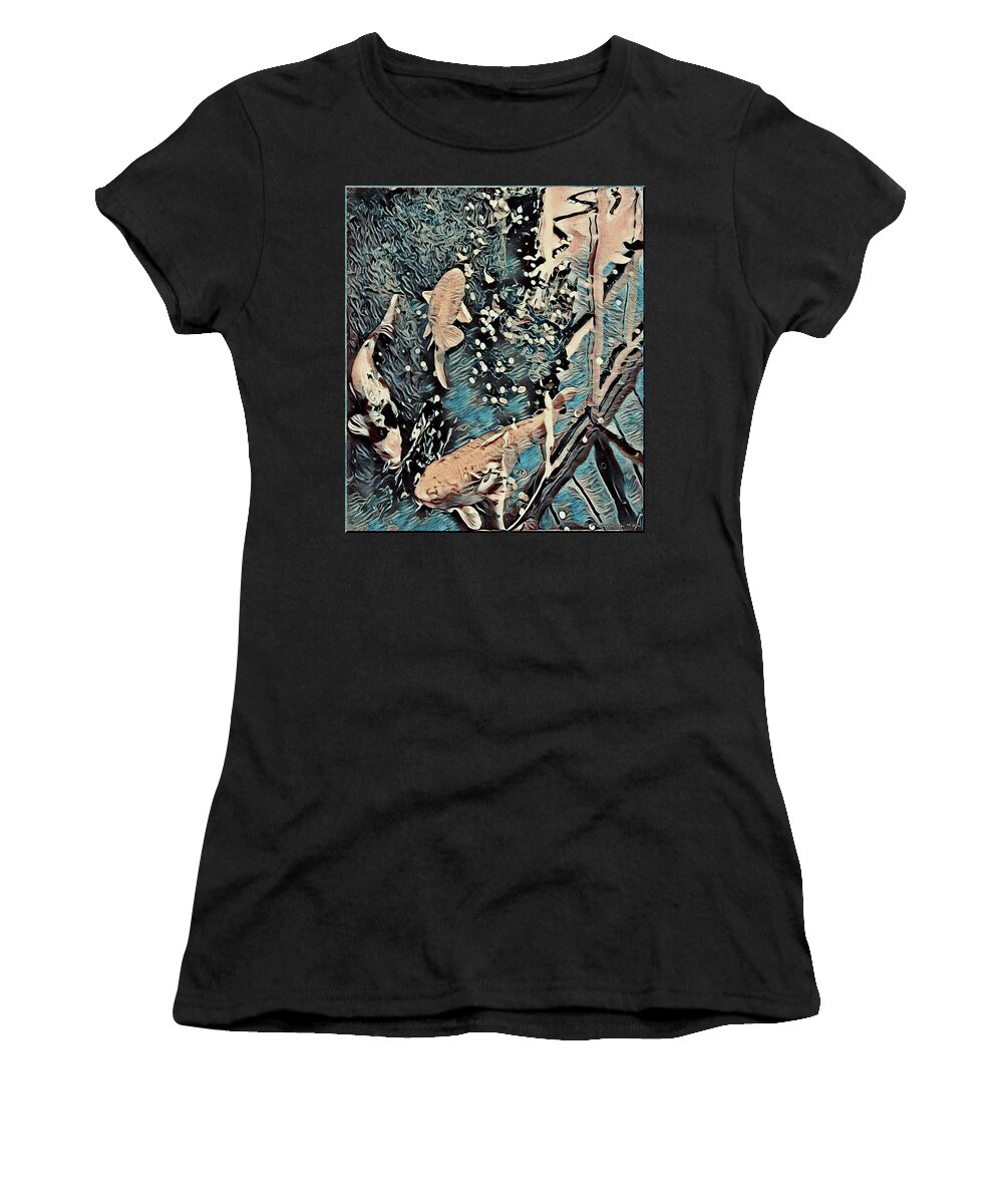 Koi Women's T-Shirt featuring the digital art Playing it Koi by Mindy Newman