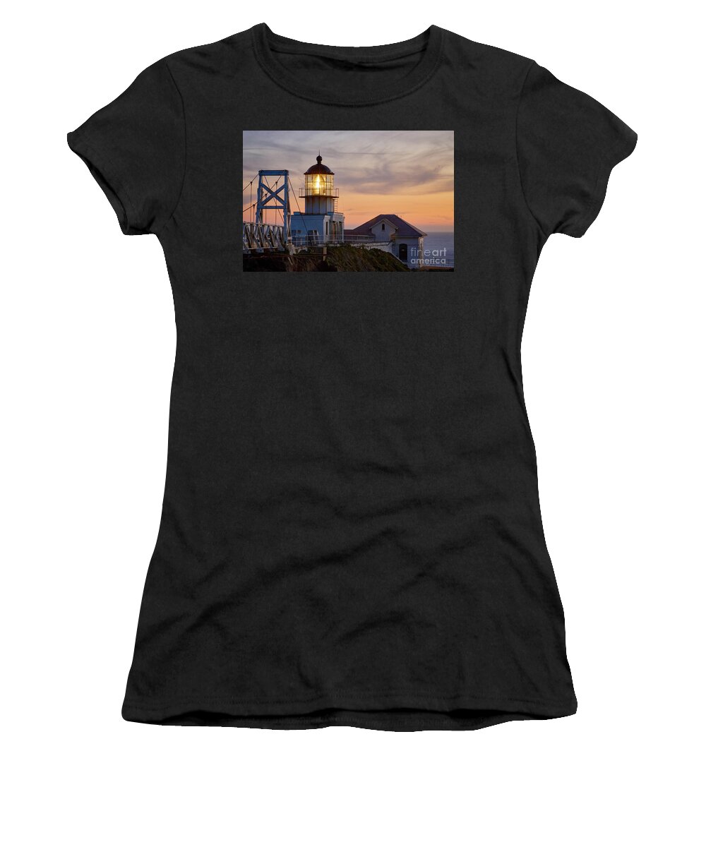 Architecture Women's T-Shirt featuring the photograph Point Bonita Light House at Sunset by Dean Birinyi