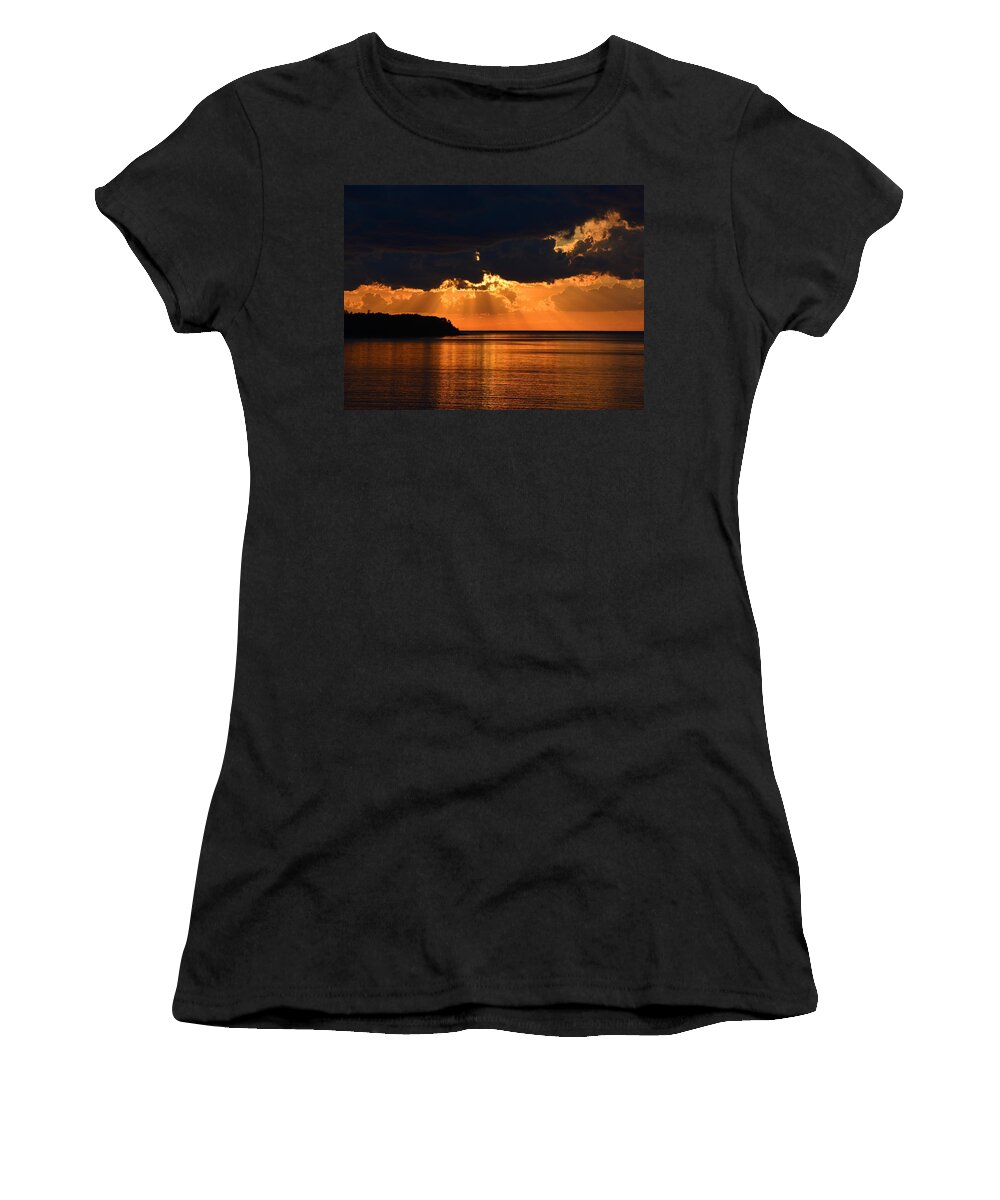 Sunset Women's T-Shirt featuring the photograph Porcupine Mountains Superior Sunset by Keith Stokes