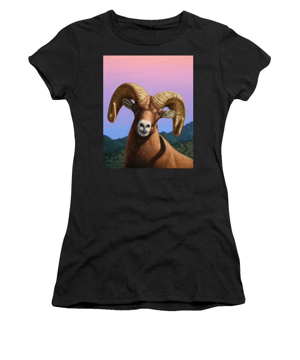 Bighorn Women's T-Shirt featuring the painting Portrait of a Bighorn by James W Johnson