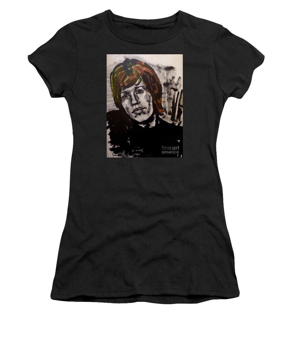 The Walker Brothers Women's T-Shirt featuring the painting Portrait of A Walker Brother by Joan-Violet Stretch