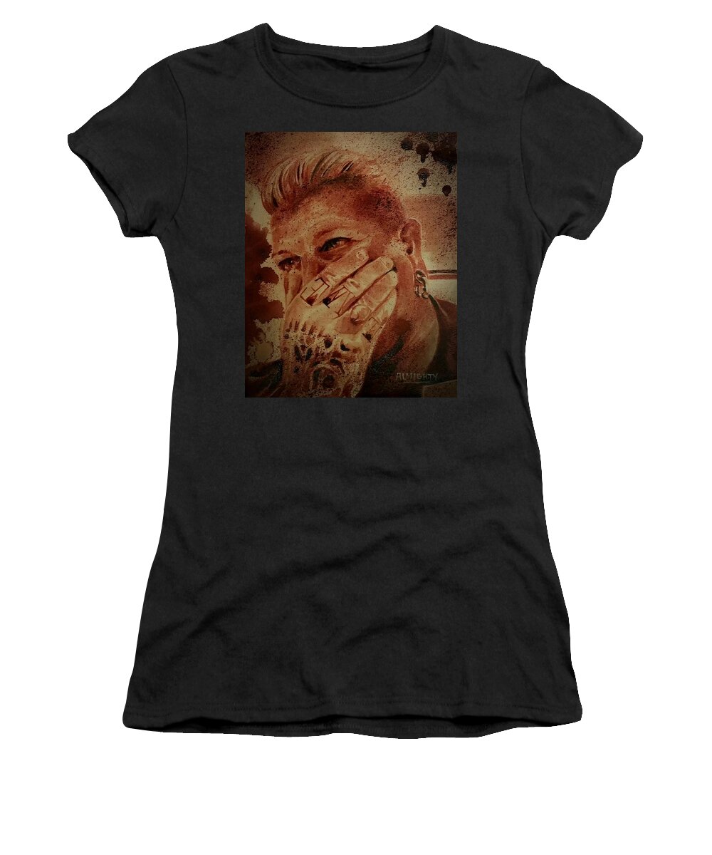 Chris Kross Women's T-Shirt featuring the painting Portrait of Chris Kross by Ryan Almighty