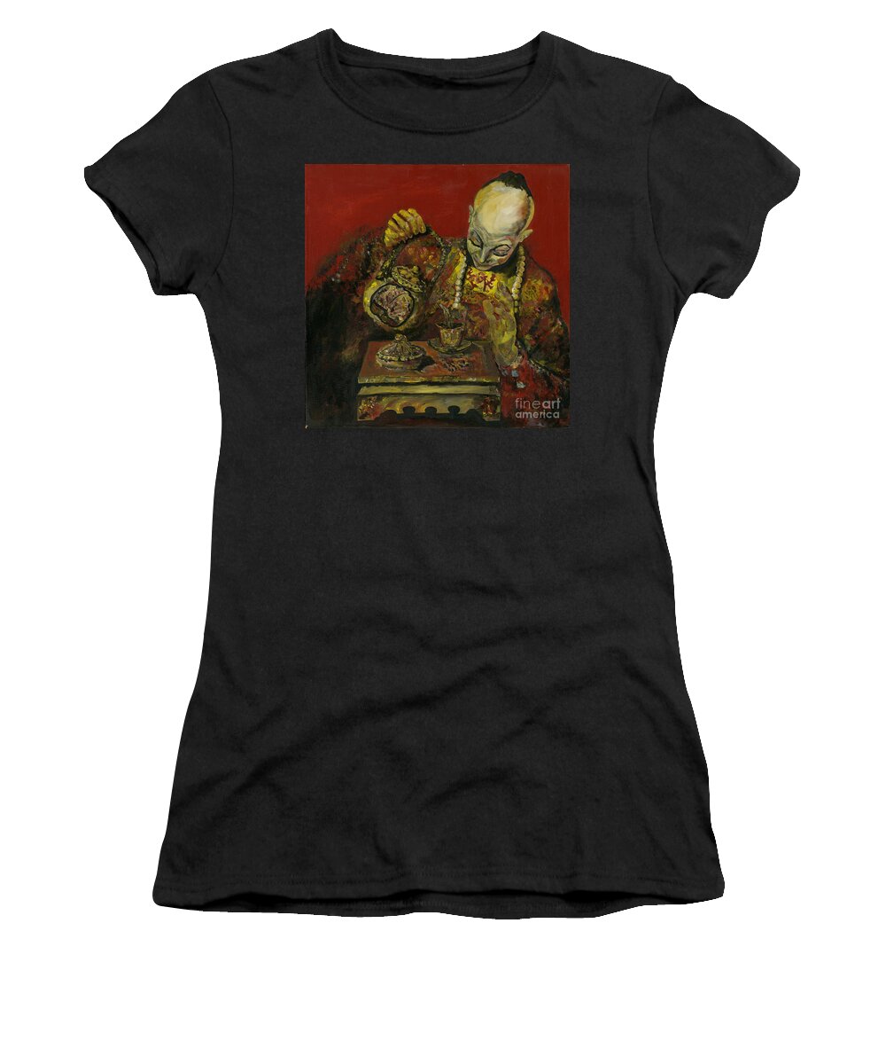 Chinese Women's T-Shirt featuring the painting Pouring Tea by Dale Moses