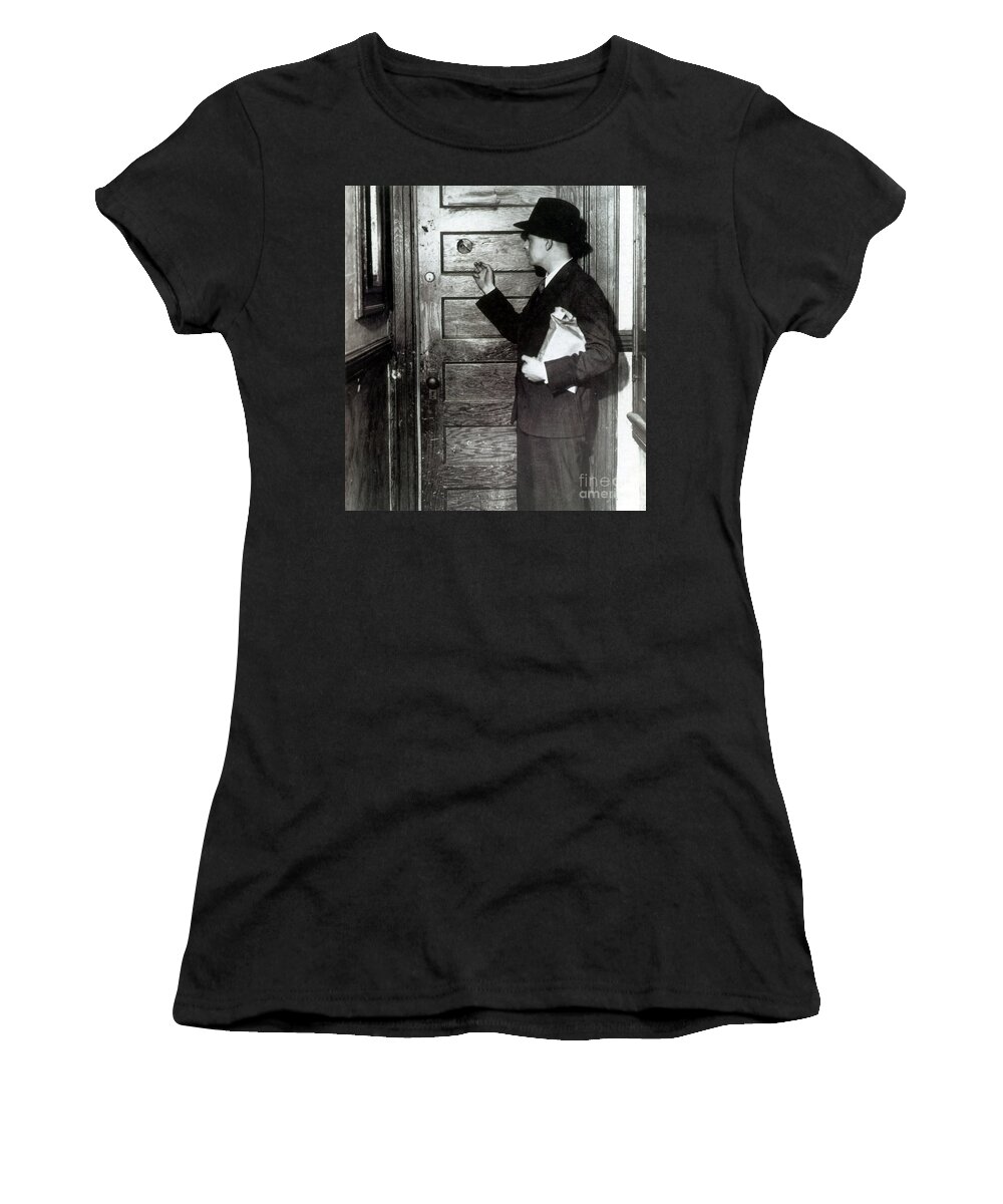 Government Women's T-Shirt featuring the photograph Prohibition, Speakeasy Peephole, 1930s by Science Source