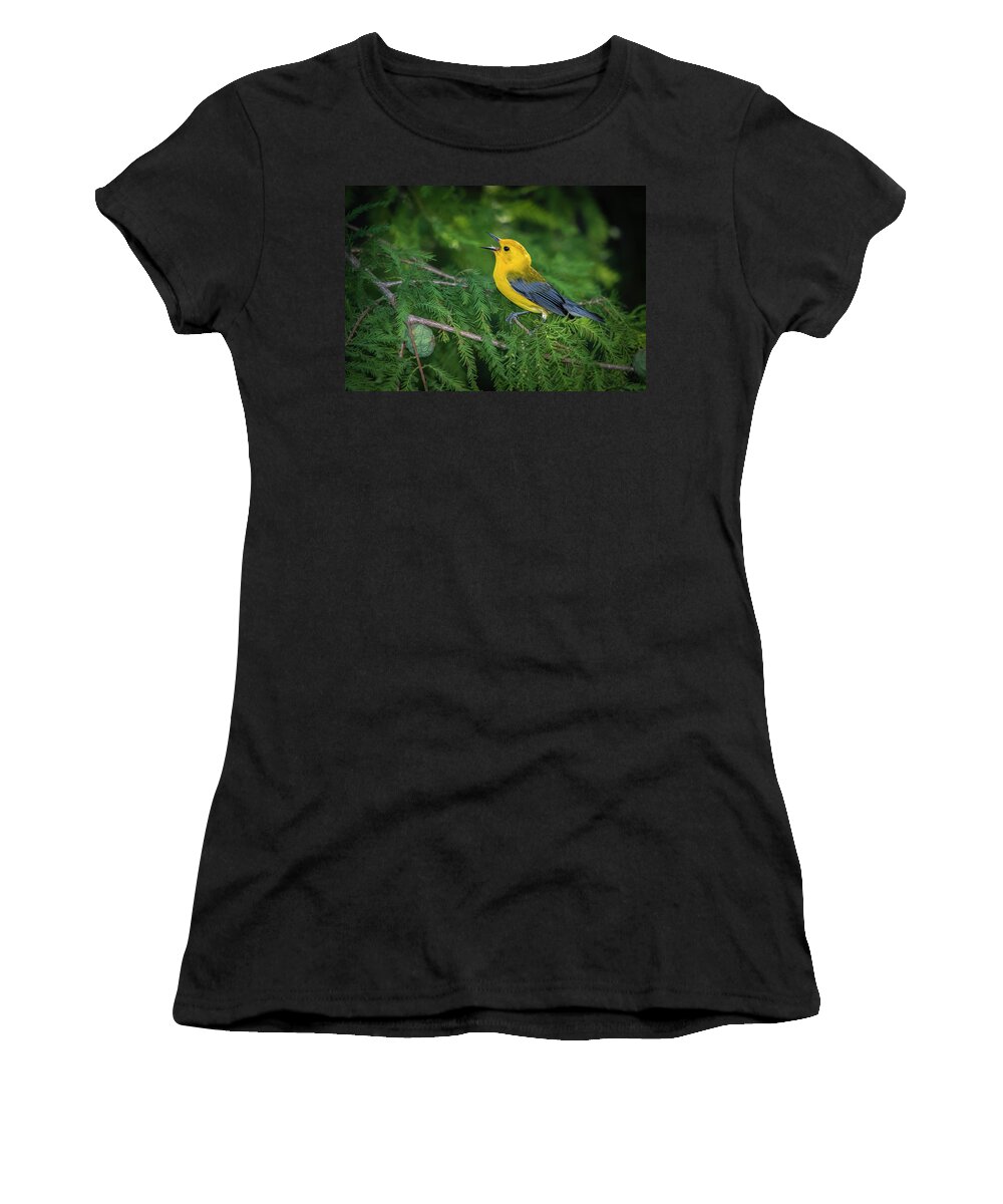 Nature Women's T-Shirt featuring the photograph Prothonatory Warbler 9809 by Donald Brown