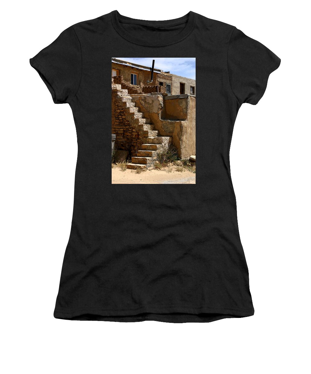 Pueblo Women's T-Shirt featuring the photograph Pueblo Stairway by Joe Kozlowski