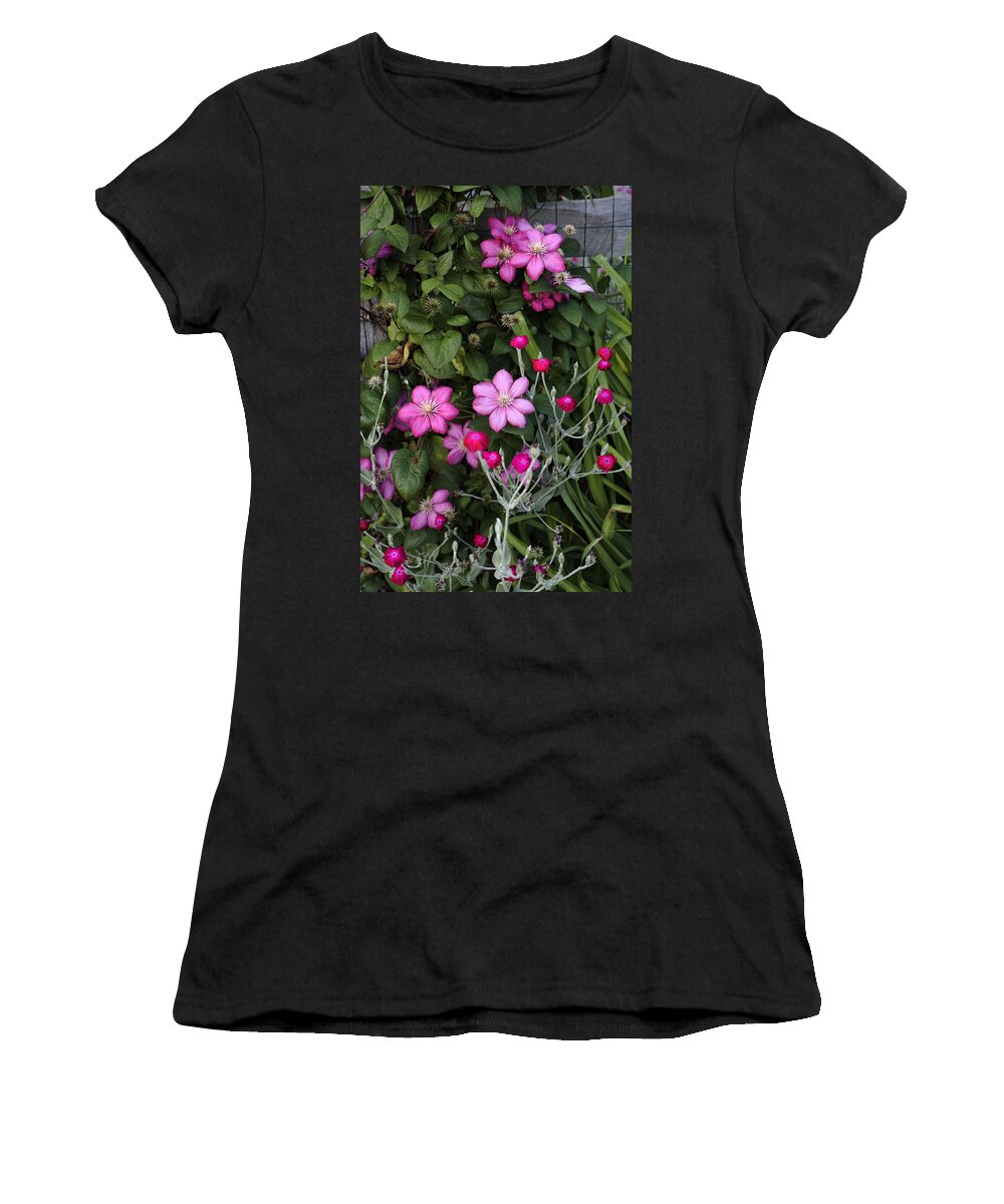 Blossom Women's T-Shirt featuring the photograph Purple Clematis and Rose Campion by William Kuta