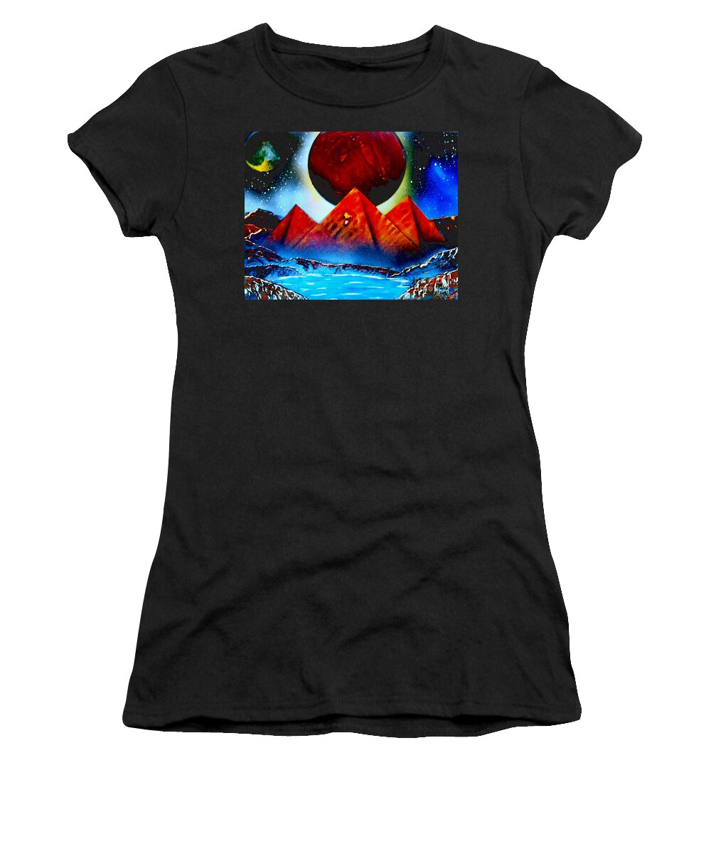 Space Art Women's T-Shirt featuring the painting Pyramids 4663 E by Greg Moores