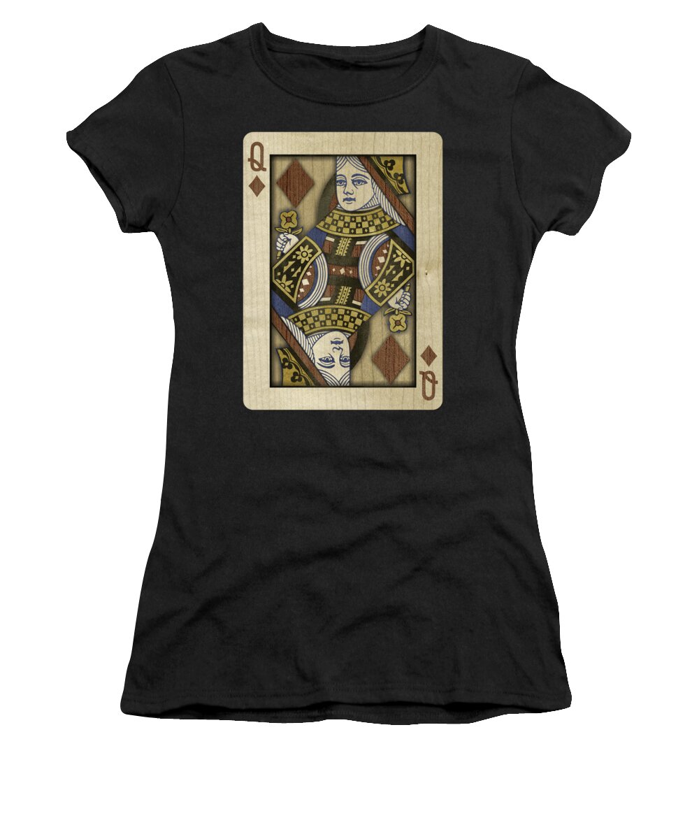 Boards Women's T-Shirt featuring the photograph Queen of Diamonds in Wood by YoPedro