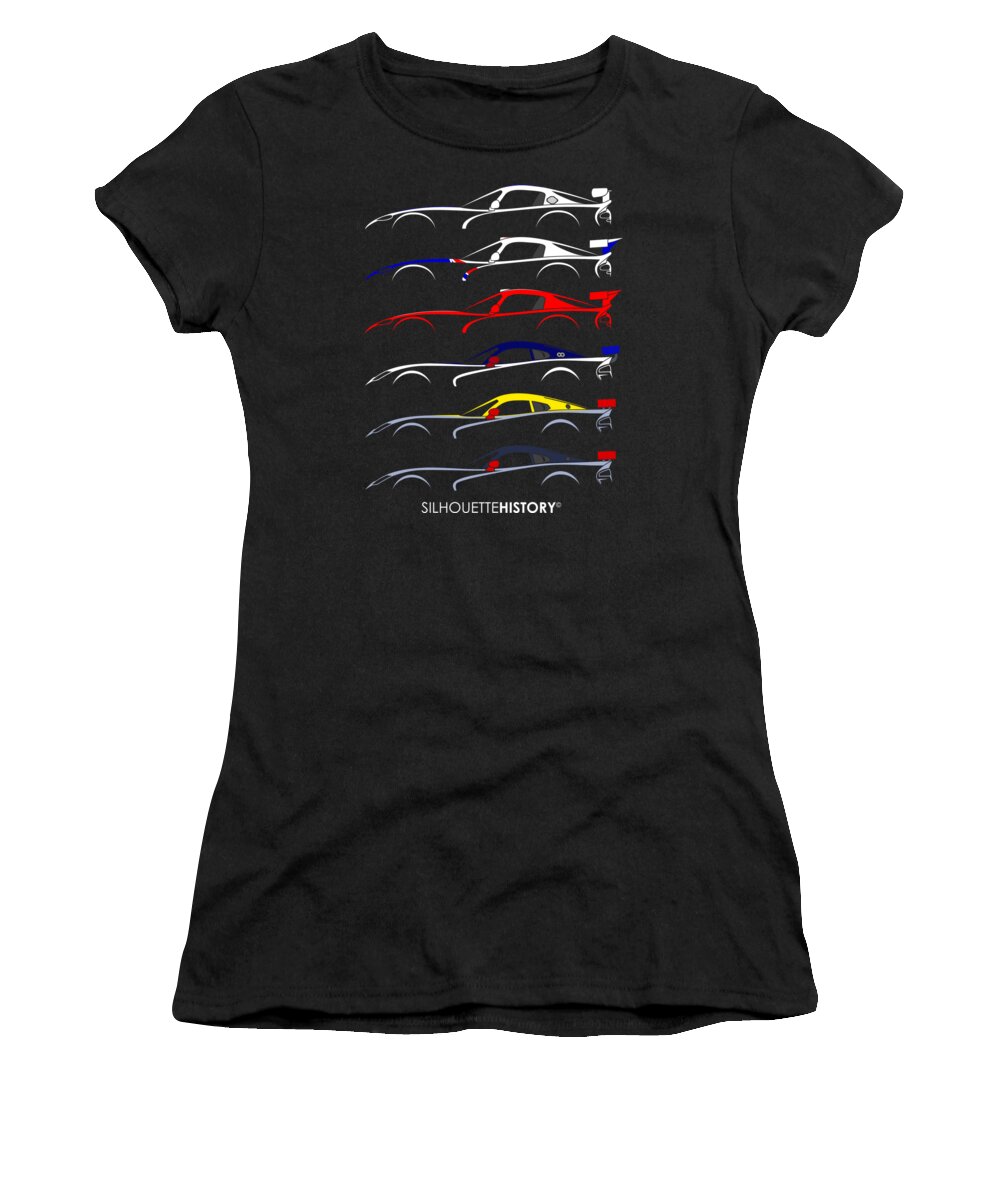 Sports Car Women's T-Shirt featuring the digital art Racing Snake SilhouetteHistory by Gabor Vida