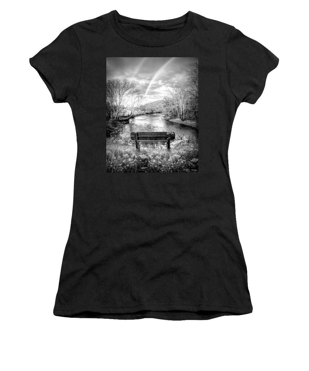 Appalachia Women's T-Shirt featuring the photograph Rainbow Dreams in Painterly Black and White by Debra and Dave Vanderlaan
