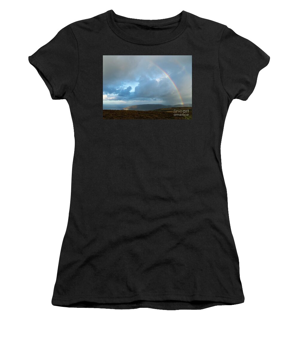 Rainbow Women's T-Shirt featuring the photograph Rainbow over Porlock Hill by Andy Myatt