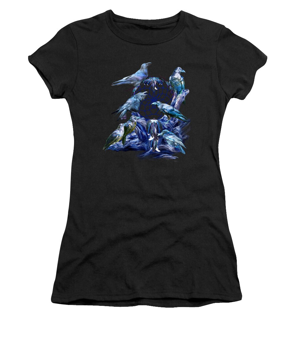 Carol Cavalaris Women's T-Shirt featuring the mixed media Raven Dreams by Carol Cavalaris