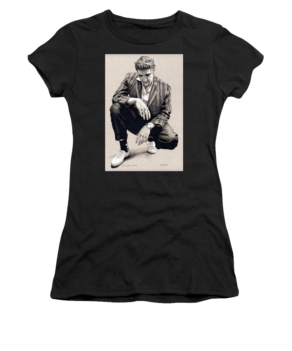 Elvis Women's T-Shirt featuring the drawing RCA Studio 1, July '56 by Rob De Vries