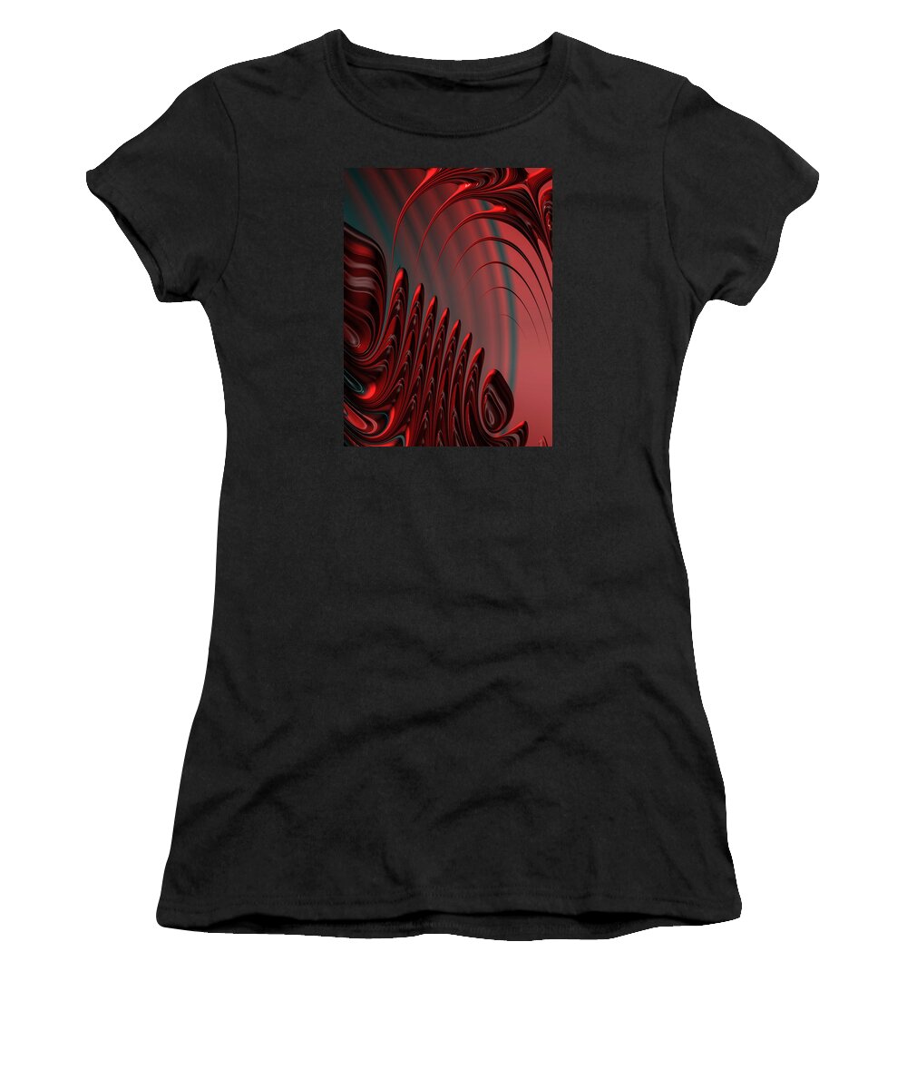 Red Women's T-Shirt featuring the digital art Red and black modern fractal design by Matthias Hauser