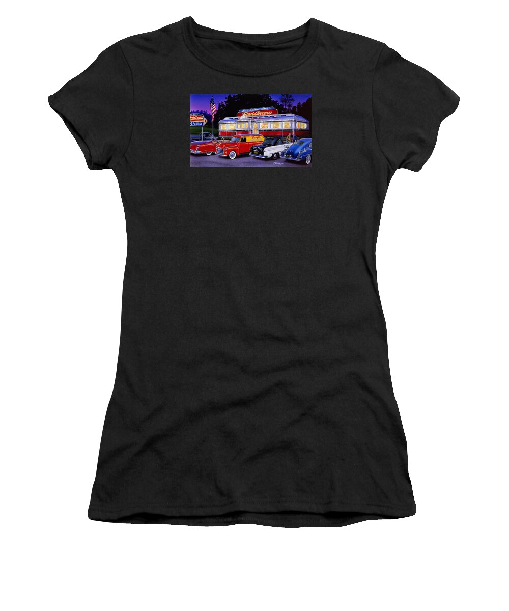 Old Style Women's T-Shirt featuring the photograph Red Arrow Diner by MGL Meiklejohn Graphics Licensing
