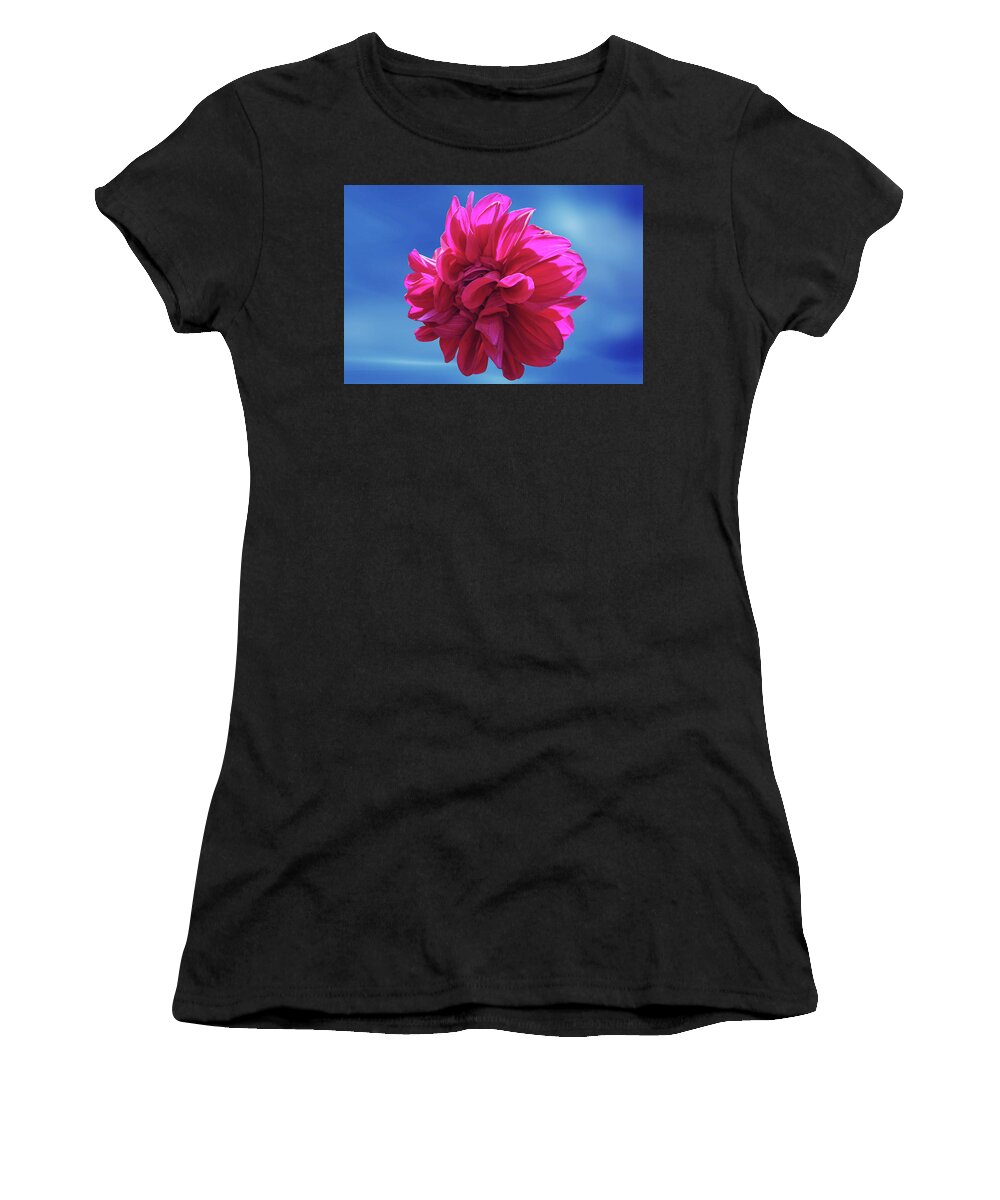 Blossom Women's T-Shirt featuring the photograph Red Dahlia flower by Ridwan Photography