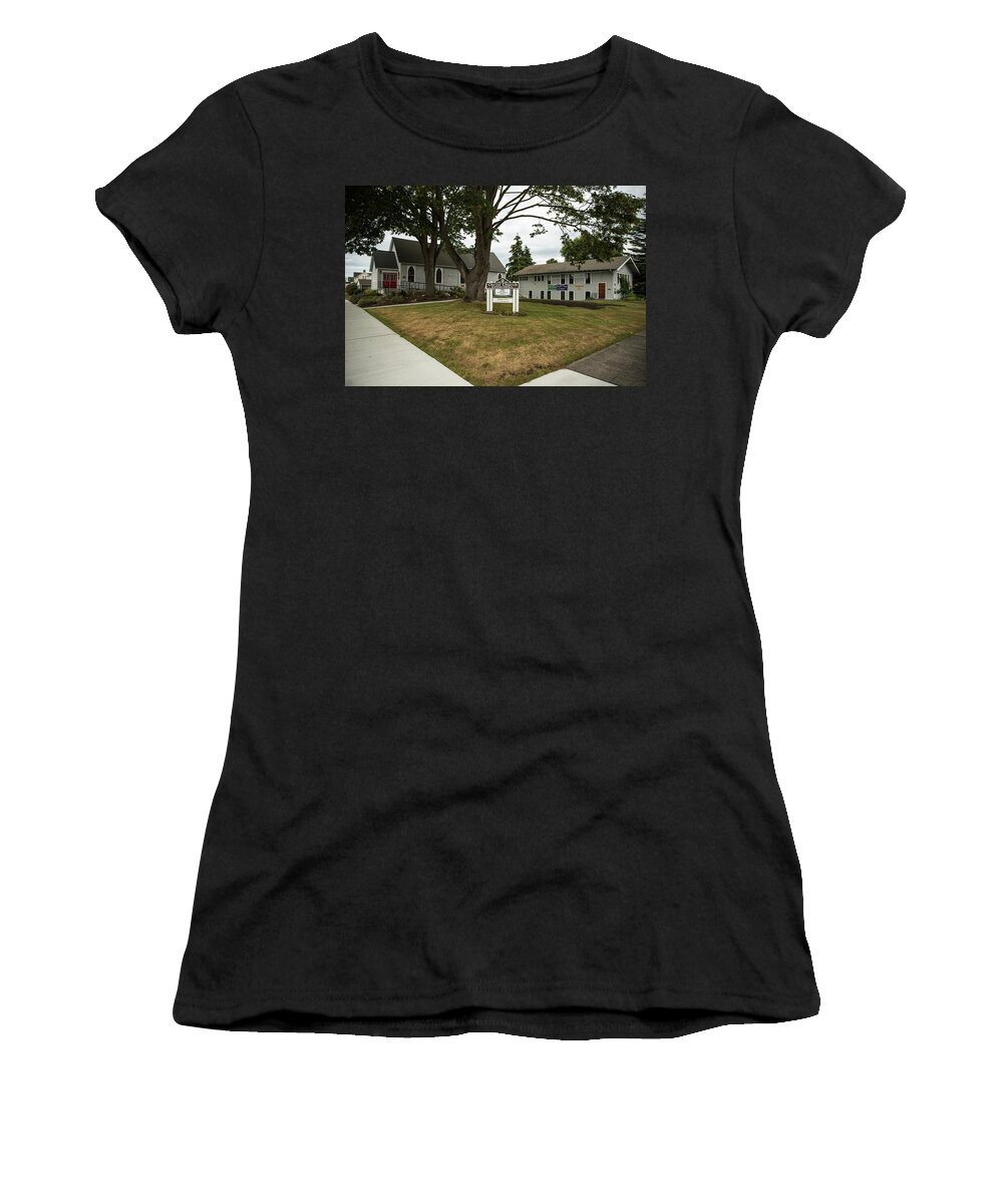 Red Doors Women's T-Shirt featuring the photograph Red Doors by Tom Cochran