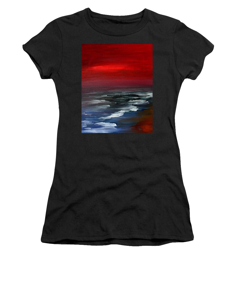 Sunset Women's T-Shirt featuring the painting Red For Love by Julie Lueders 