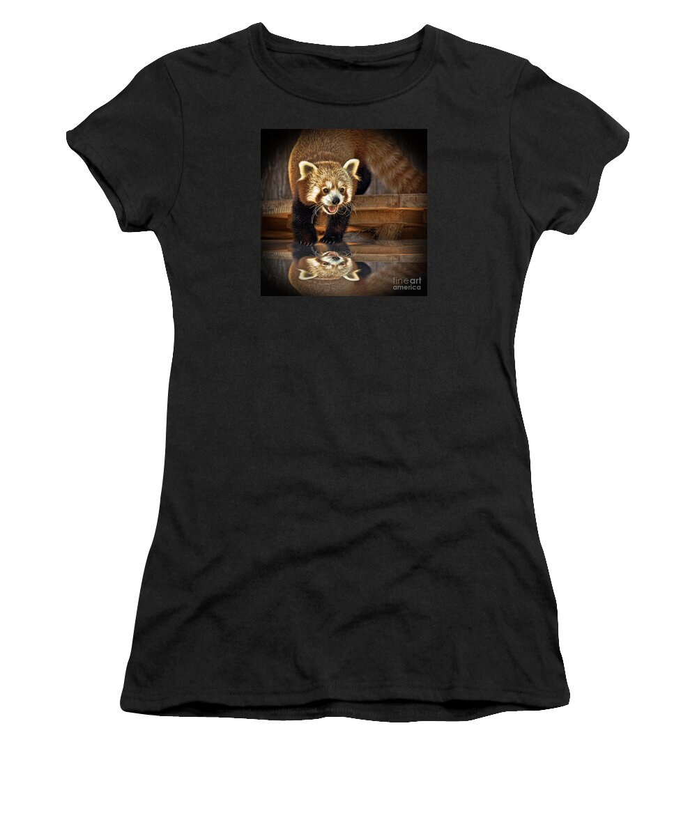 Red Panda Women's T-Shirt featuring the photograph Red Panda altered version by Jim Fitzpatrick