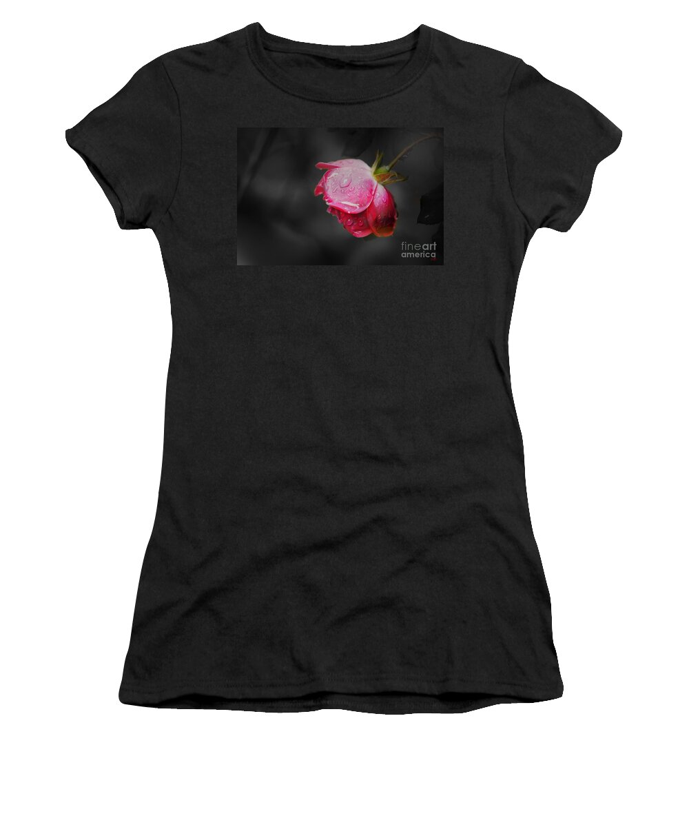Single Rose Women's T-Shirt featuring the photograph Red Rose by Sandra Clark