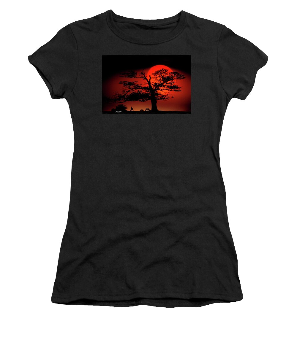 Tree Women's T-Shirt featuring the photograph Red Sun Rising by Jerry Griffin