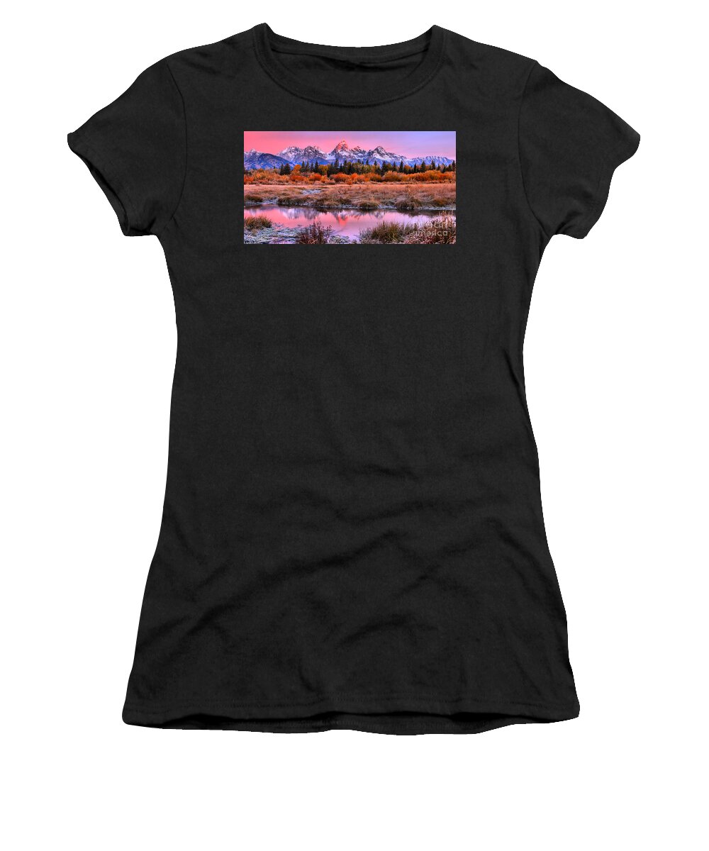 Grand Teton Women's T-Shirt featuring the photograph Red Tip On The Grand by Adam Jewell