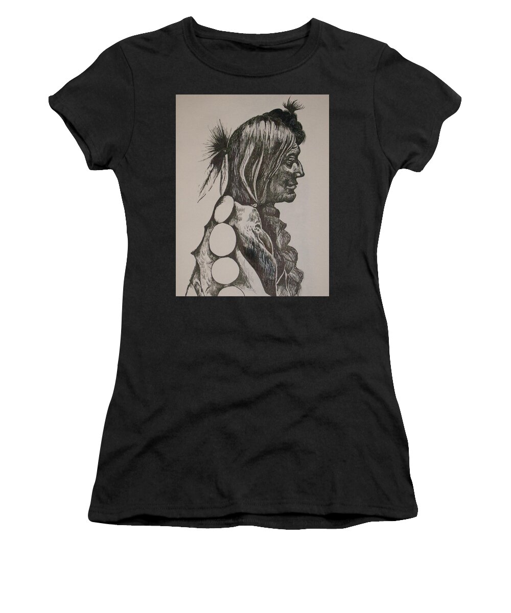 Native American Indian Women's T-Shirt featuring the drawing Reservation by Leslie Manley