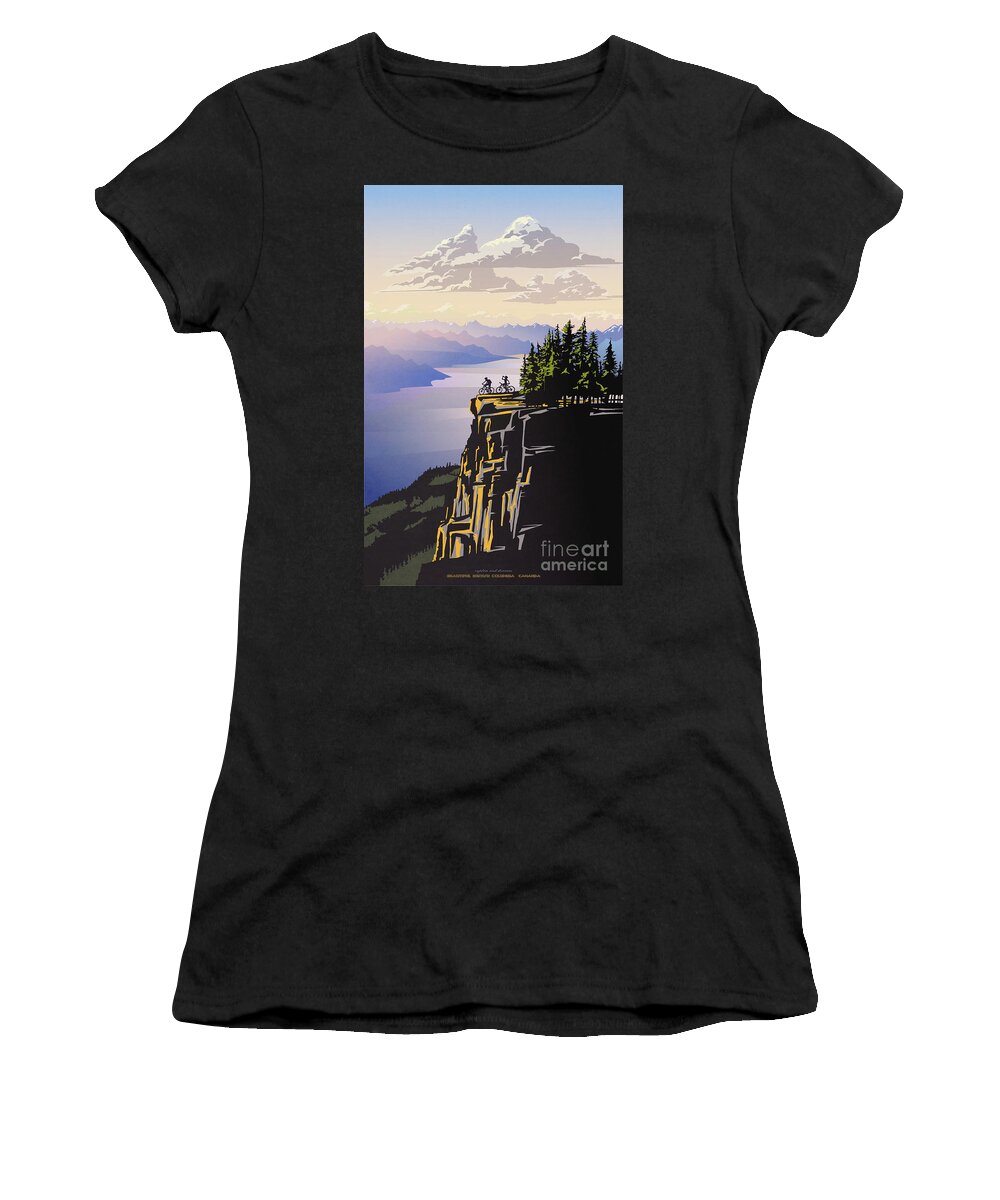 Cycling Women's T-Shirt featuring the digital art Retro Beautiful BC Travel poster by Sassan Filsoof