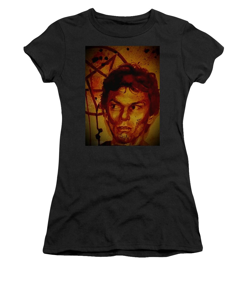 Richard Ramirez Women's T-Shirt featuring the painting Richard Ramirez - The Night Stalker by Ryan Almighty