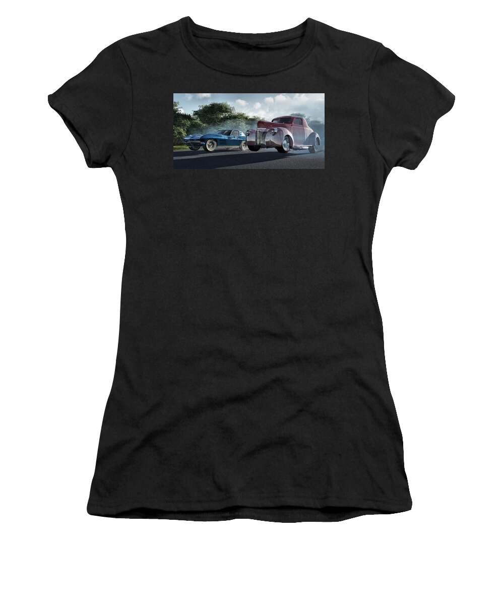 Racing Women's T-Shirt featuring the digital art Rivals by Richard Rizzo