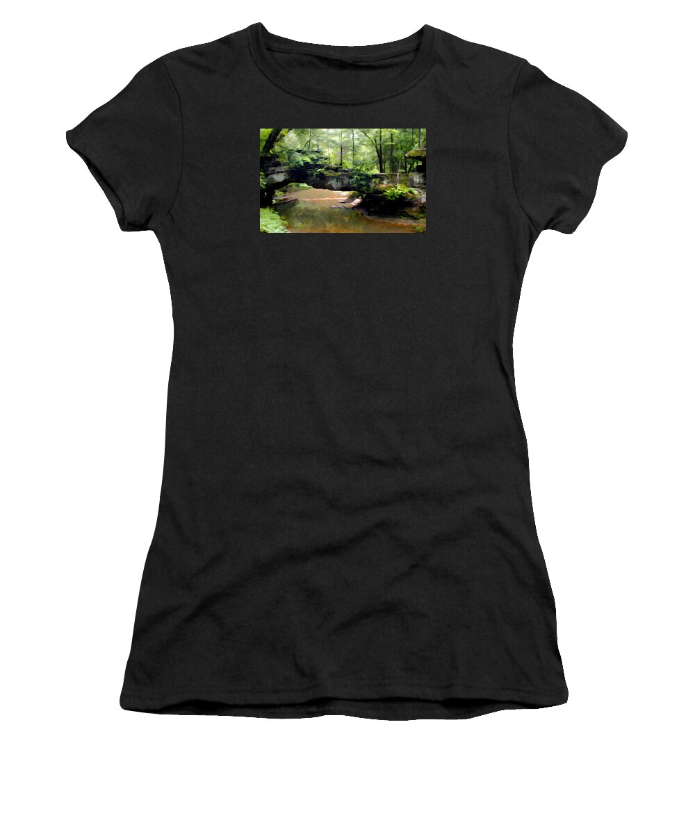 Water Women's T-Shirt featuring the photograph Rock Bridge Red River Gorge by Sam Davis Johnson