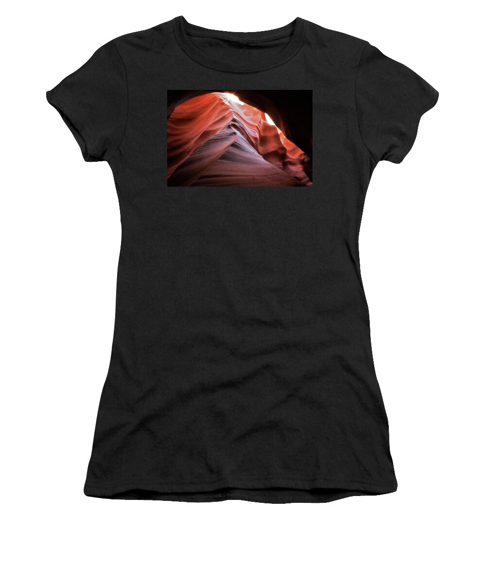 Antelope Canyon Women's T-Shirt featuring the photograph Rock Waves by Nicki Frates