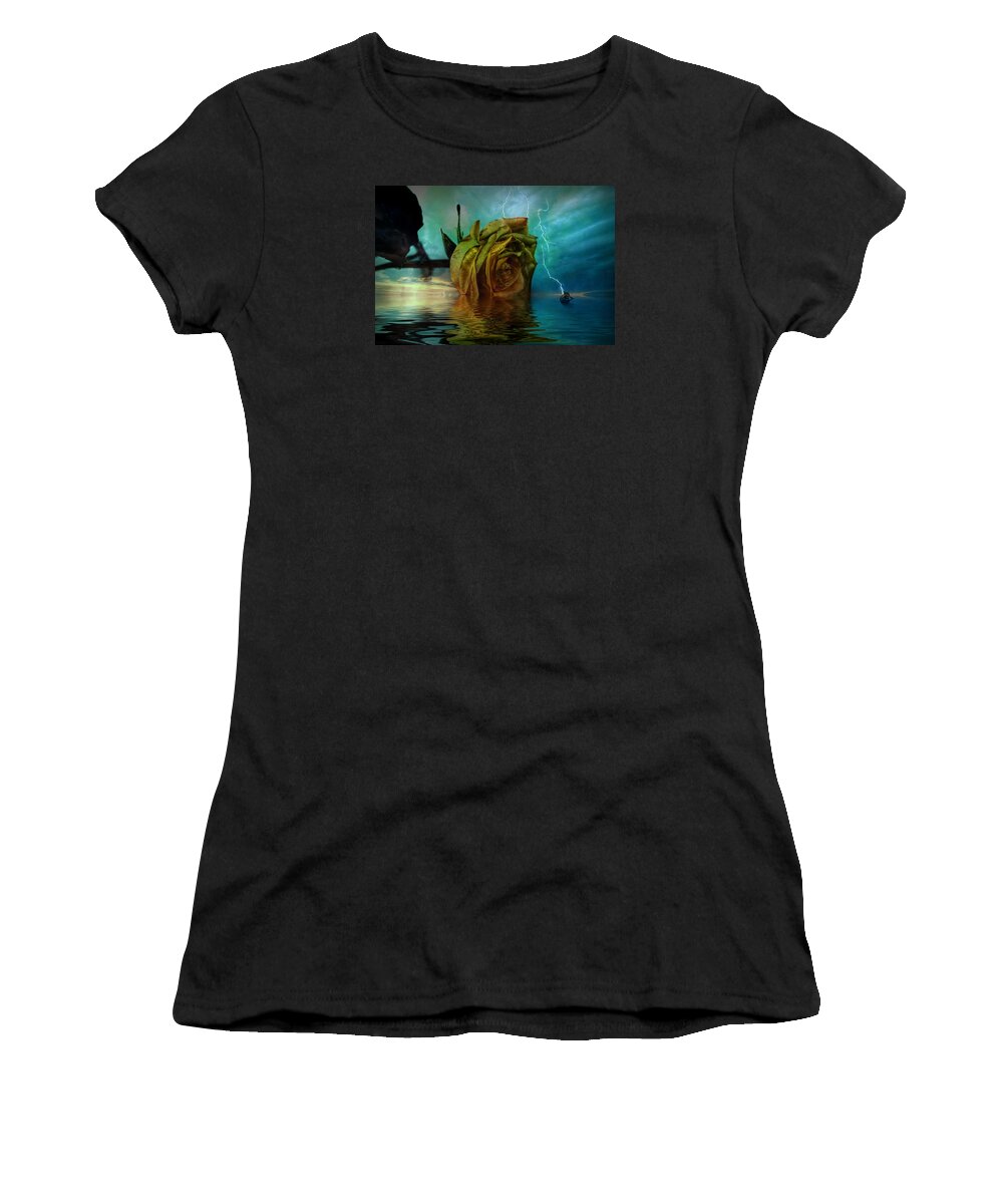 Rose Women's T-Shirt featuring the digital art Rose and storm fantasy by Lilia S